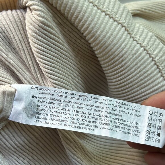 ✨3 for $18✨ ZARA Basic RibbedFlutter Shoulder Long-sleeve Top Size Large - Picture 3 of 6